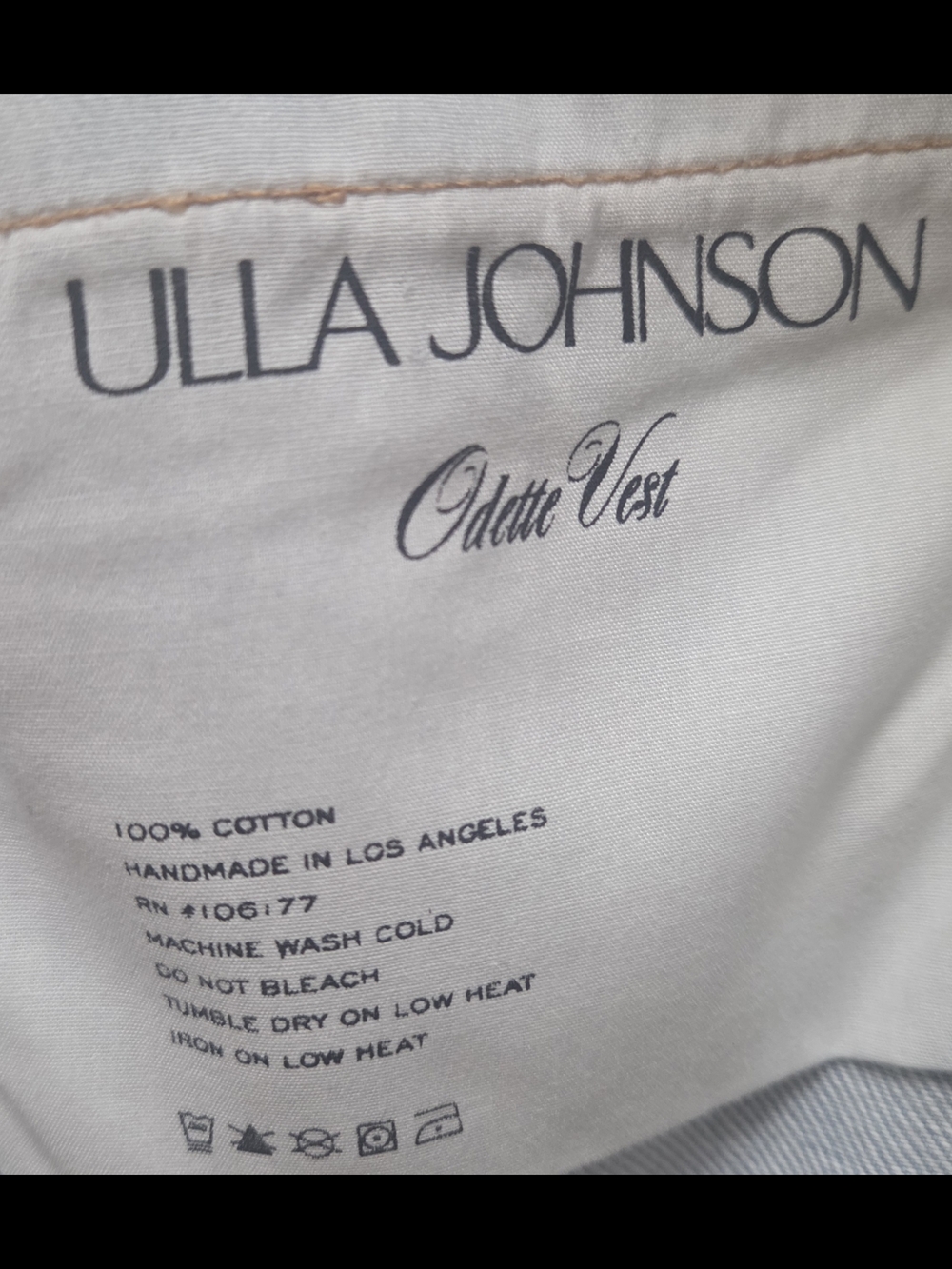 Ulla Johnson Light Wash Denim Vest - Light Blue - Picture 4 of 5